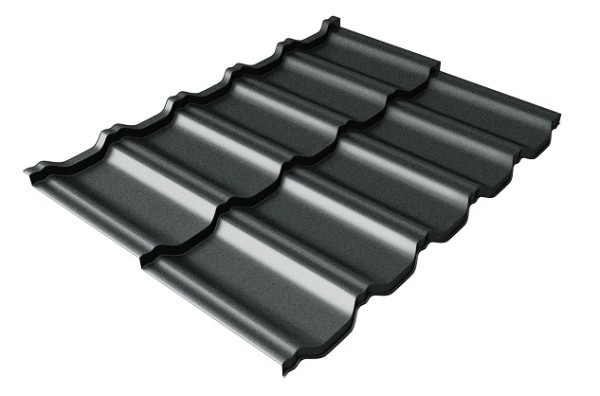 Металлочерепица модульная Квинта Uno Grand Line c 3D резом 0,5 GreenСoat Pural Matt RR2Н3 (RAL 7016 антрацитово-серый) купить в Адлере