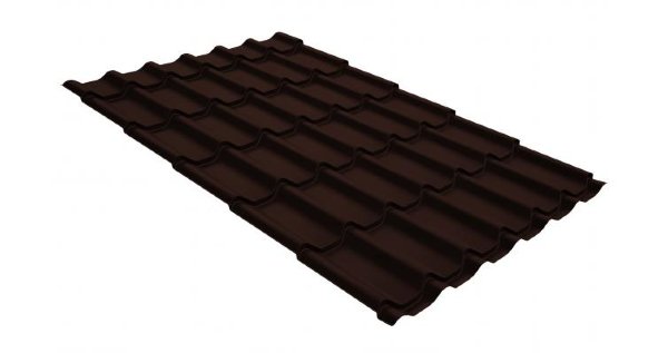 Металлочерепица классик GL 0,5 GreenCoat Pural Matt RR 887 шоколадно-коричневый (RAL 8017 шоколад) купить в Адлере