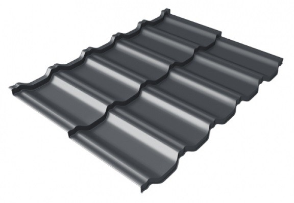 Металлочерепица модульная Квинта Uno Grand Line c 3D резом 0,5 Satin Мatt RAL 7024 мокрый асфальт купить в Адлере