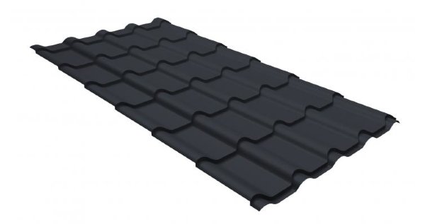 Металлочерепица камея GL 0,5 GreenCoat Pural matt RR 23 темно-серый (RAL 7024 мокрый асфальт) купить в Адлере