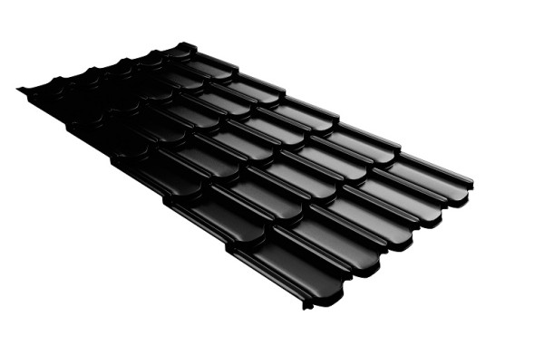 Металлочерепица квинта плюс с 3D резом 0,5 GreenСoat Pural Matt RR 33 черный (RAL 9005 черный) купить в Адлере