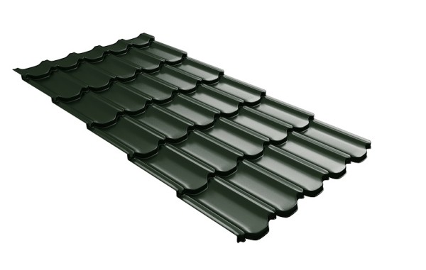 Металлочерепица квинта плюс с 3D резом 0,5 GreenСoat Pural RR 11 темно-зеленый (RAL 6020 хромовая зелень) купить в Адлере