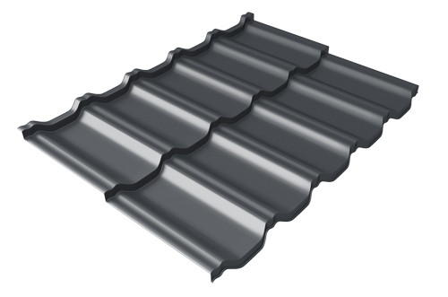 Металлочерепица модульная Квинта Uno Grand Line c 3D резом 0,45 PE RAL 7024 мокрый асфальт купить в Адлере