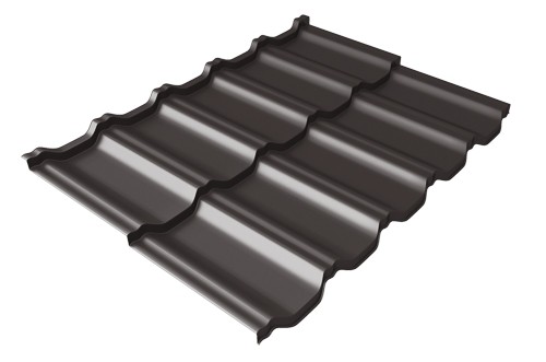 Металлочерепица модульная Квинта Uno Grand Line c 3D резом 0,5 GreenСoat Pural Matt RR 32 темно-коричневый (RAL 8019 серо-коричневый) купить в Адлере