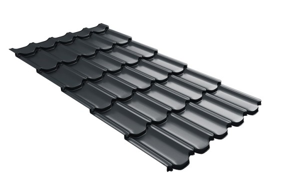 Металлочерепица квинта плюс с 3D резом 0,5 Satin RAL 7016 антрацитово-серый купить в Адлере