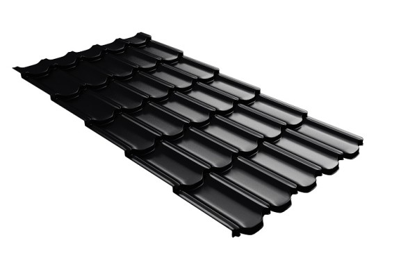 Металлочерепица квинта плюс с 3D резом 0,5 Satin Мatt RAL 9005 черный купить в Адлере
