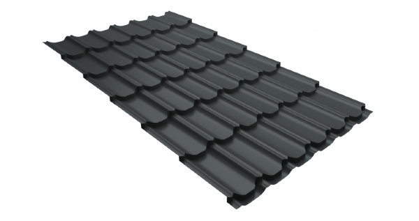 Металлочерепица квинта плюс 0,5 GreenCoat Pural Matt RR 23 темно-серый (RAL 7024 мокрый асфальт) купить в Адлере